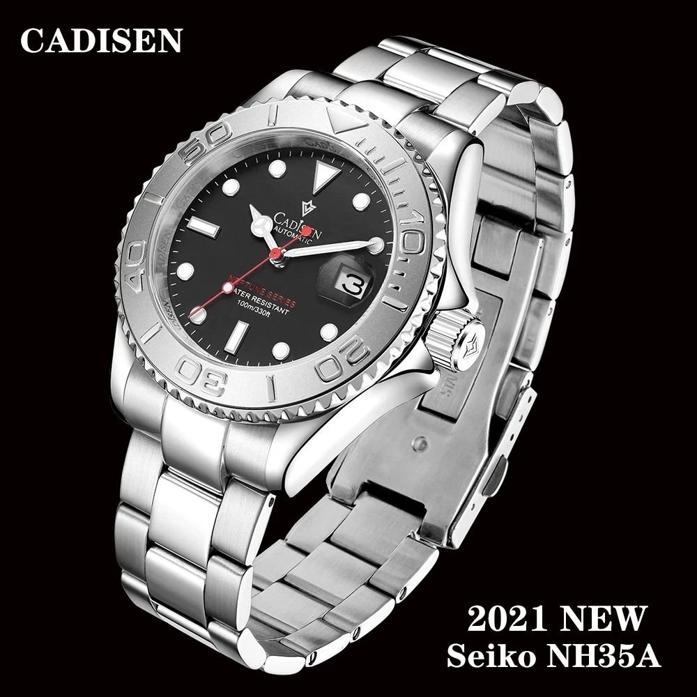 

CADISEN New Men Automatic Watch Sapphire Luxury Mechanical Wristwatch 100M Waterproof NH35A Movement Rotating bezel Watch Men