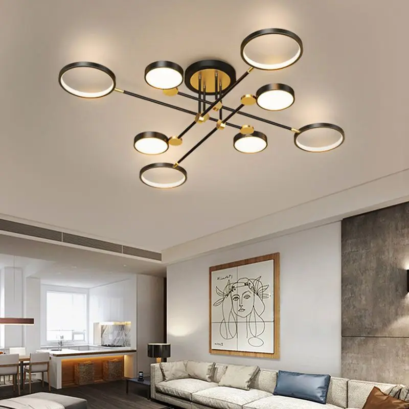 Modern Led Chandelier Ceiling Lamp With Remote Control Dimmable For Living Room Bedroom Dining Kitchen Nordic Hanging Light | Лампы и
