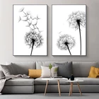 Постер в нордическом стиле, черно-белая картина, Одуванчик, настенное искусство, минималистский холст, постер для украшения интерьера гостиной