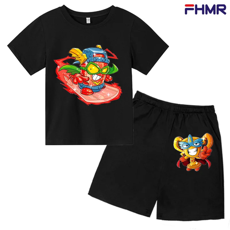 

Superzings Cartoon T-shirt Kids Pants Kawaii Super ZingsO Neck T-shirt Set Kids Cute Anime Children Top Tee Boy Girl Set 4-12Y