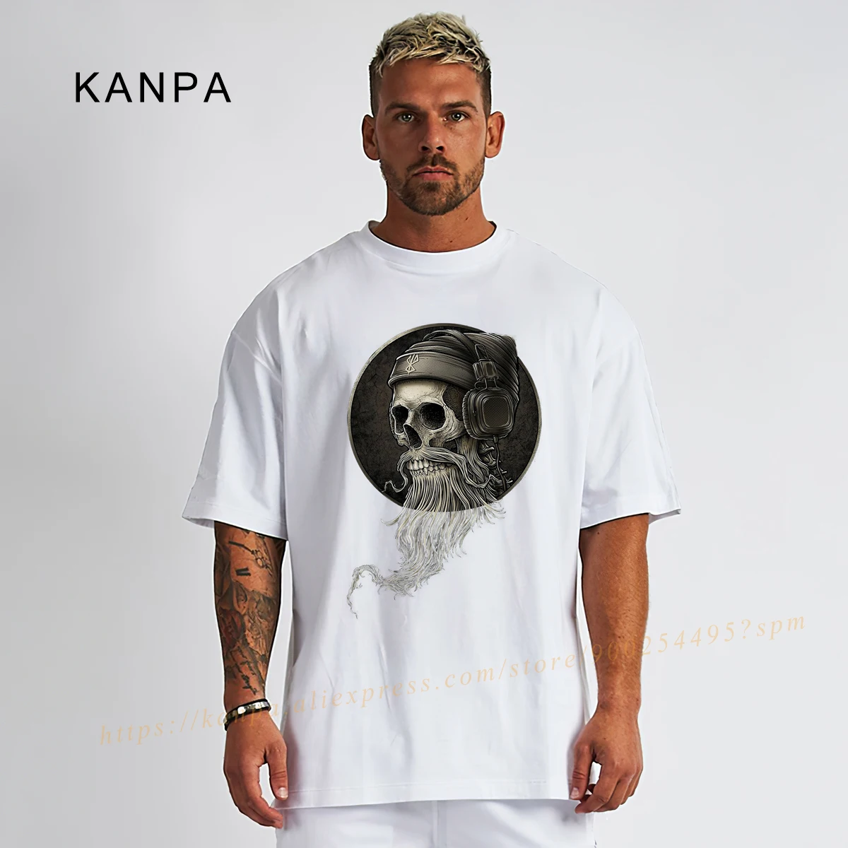 

DJ Skull Men's Oversized T-Shirts Plus Size Top Tee 6XL 5XL 4XL Cotton T Shirts for Big Tall Man Homme Streetwear Men Clothing