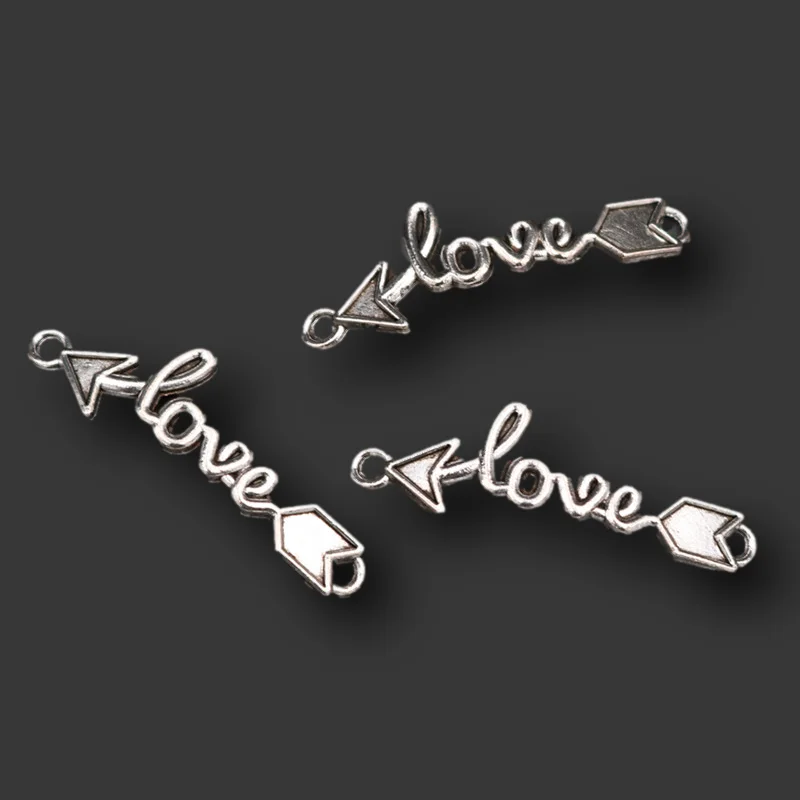 Посеребренные соединители со стрелками Купидона для изготовления ожерелья