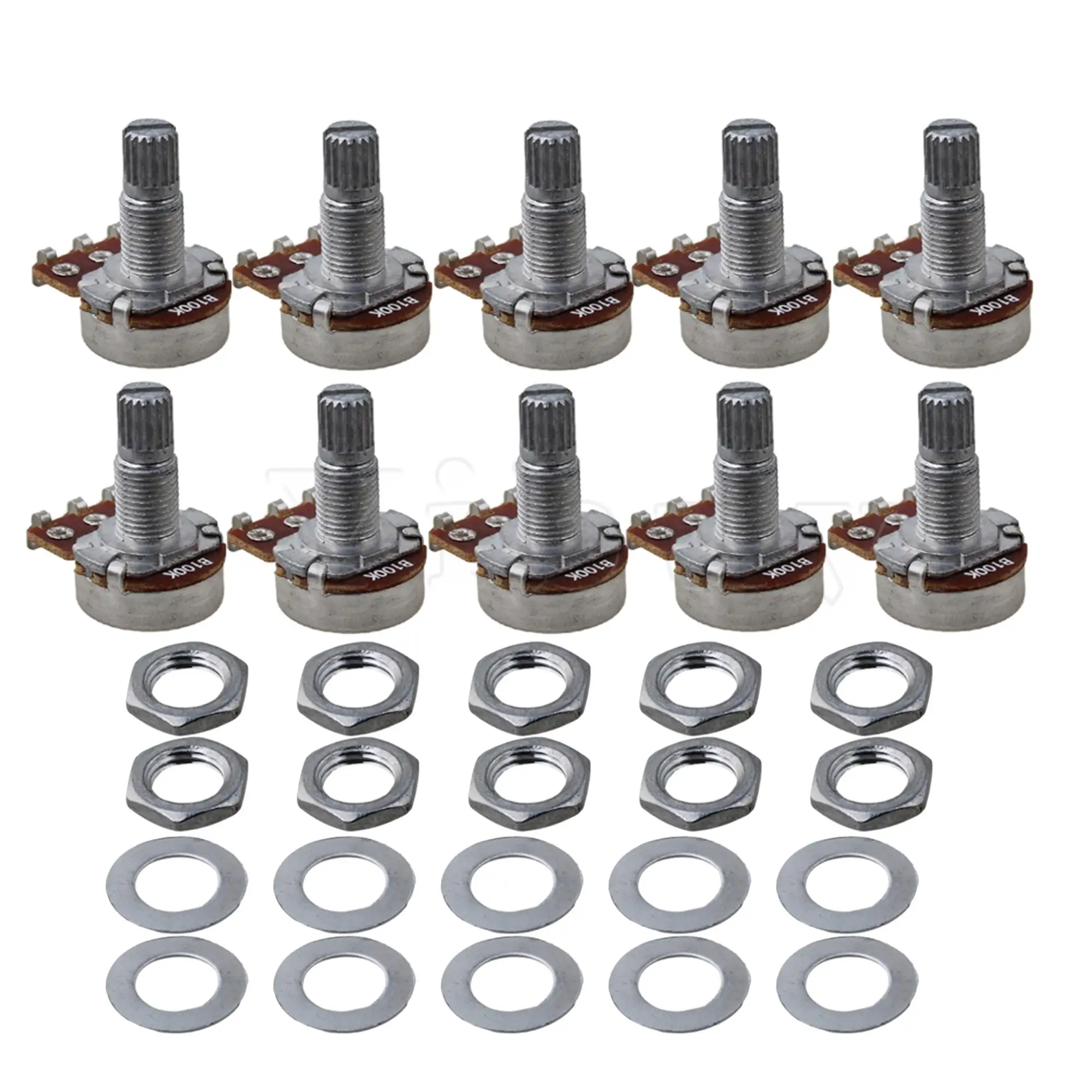 Yibuy 10 шт. B100K OHM аудио тональный потенциометр для гитары 16 мм базовый диаметр/18