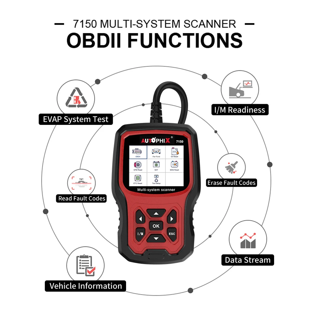 Автомобильный диагностический сканер Autophix 7150 OBD2 считыватель кодов для масла EPB