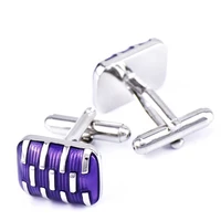 jhsl brand fashion mens jewelry silver color copper purple enamel men rectangle cufflinks dropship supplier