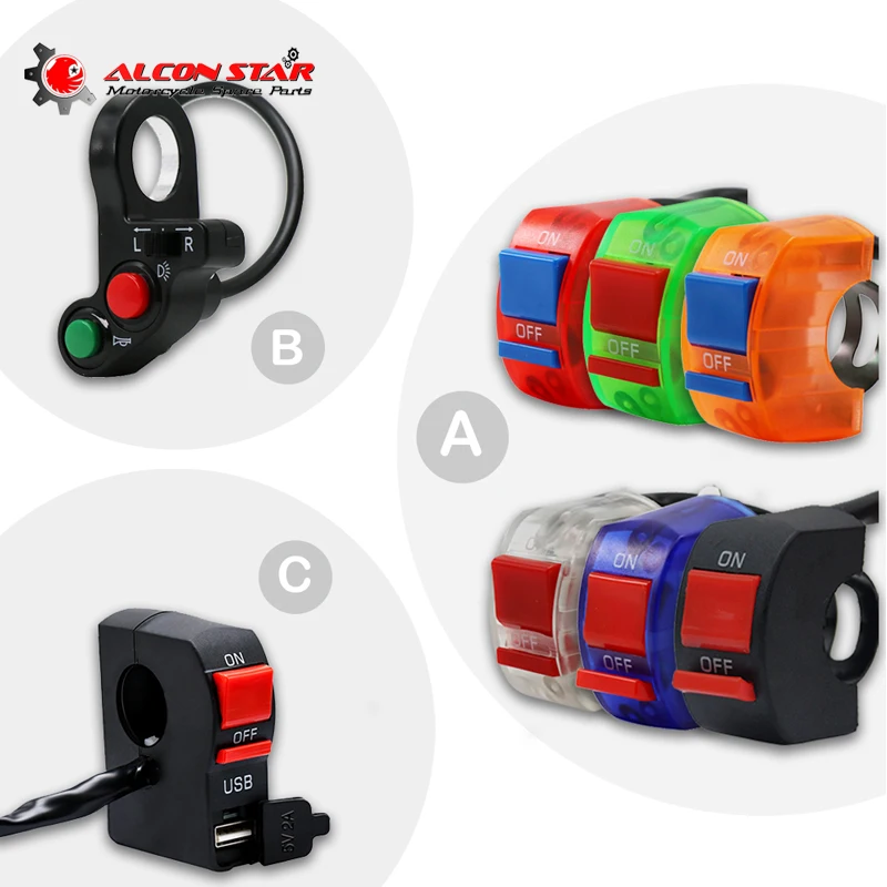 Alconstar кнопка включения/выключения на руль мотоцикла кнопочный переключатель с USB