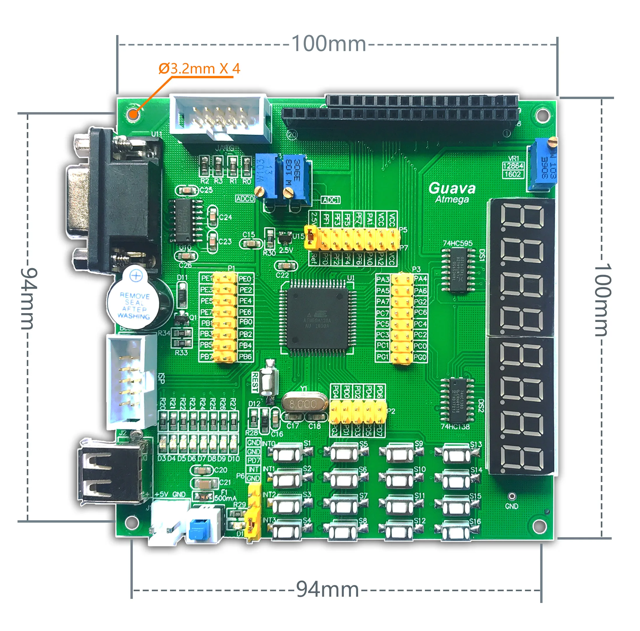 

Atmega128A development board Atmega128 development board AVR development board to send USBISP-USB cable