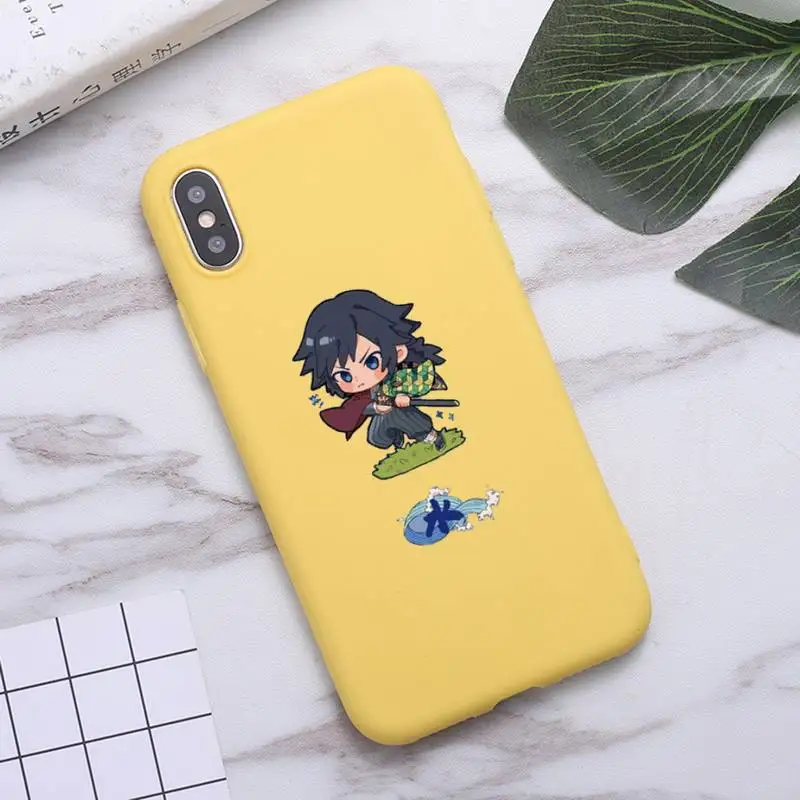 

Lovely Demon Slayer Anime characters Phone Case Candy Color for iPhone 6 7 8 11 12 s mini pro X XS XR MAX Plus