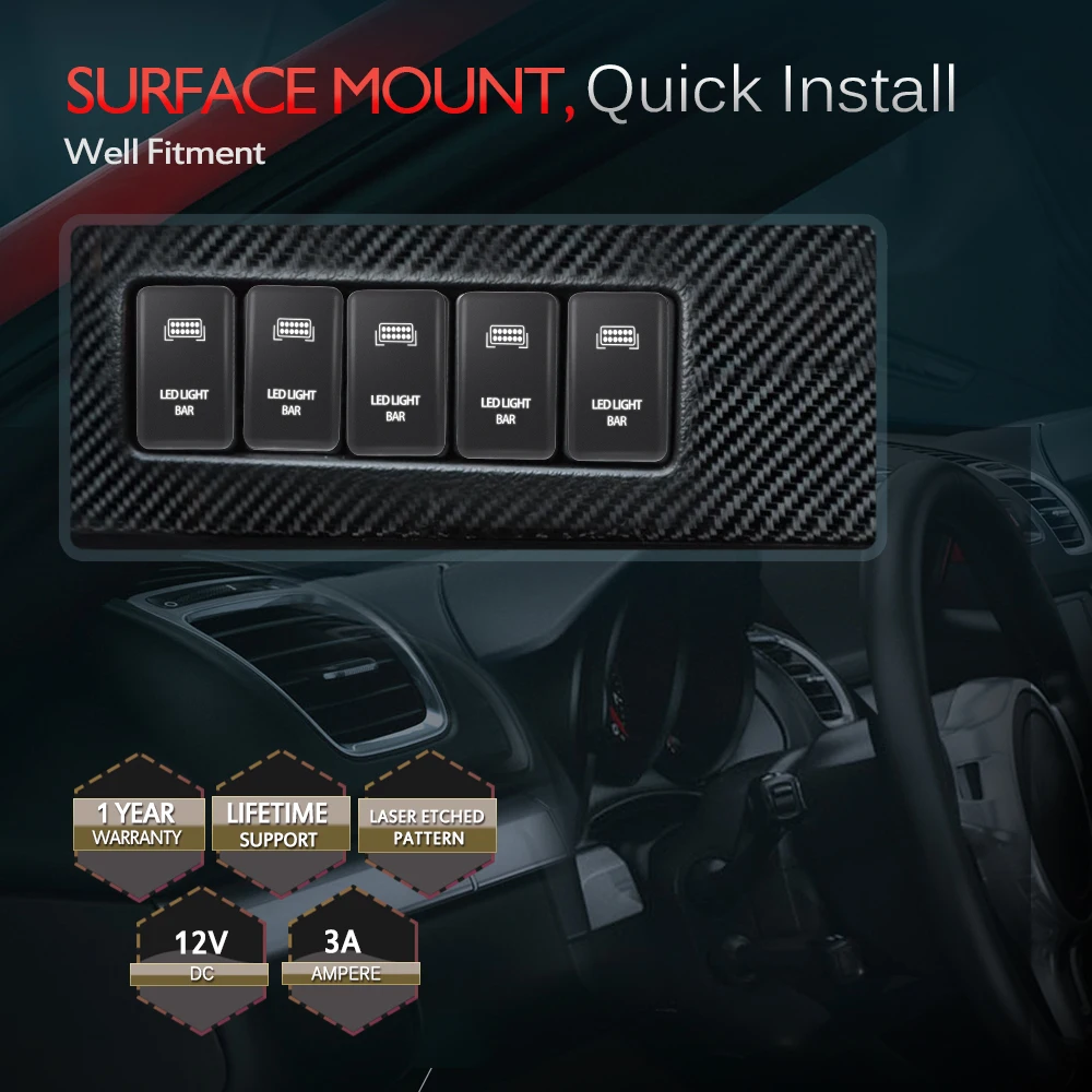 СВЕТОДИОДНЫЙ Автомобильный выключатель MICTUNING с кнопочным выключателем 12 В белый