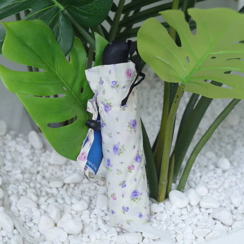 Женский зонт белый фиолетовый сиреневый цветочный для девушек складной