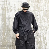 mens new japanese street style clothing fashion punk long sleeves loose large size casual shirt hip hop dress shirt