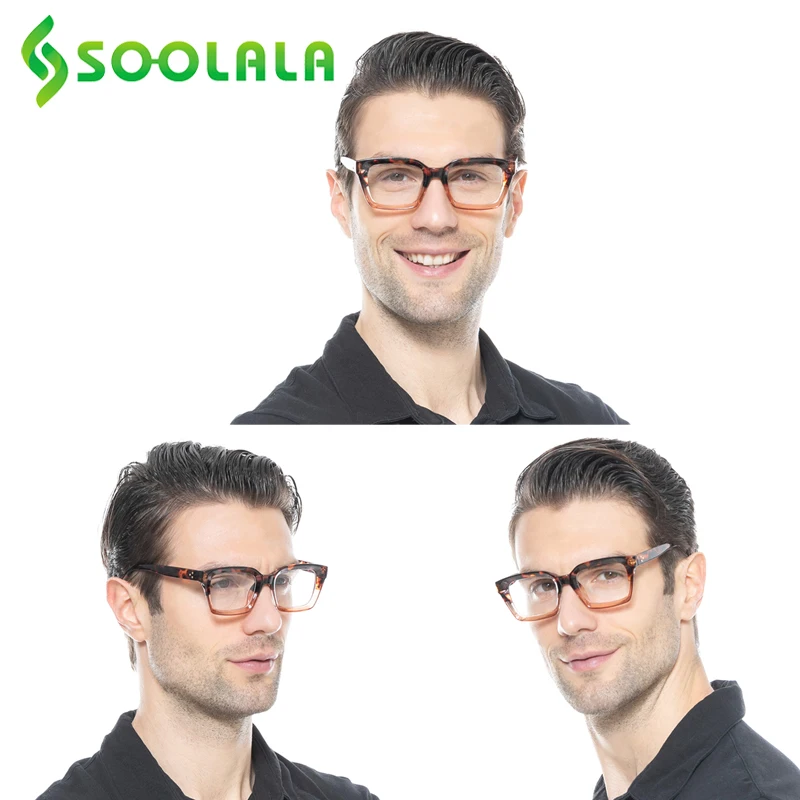 Очки для чтения SOOLALA с защитой от синего света мужчин и женщин квадратные