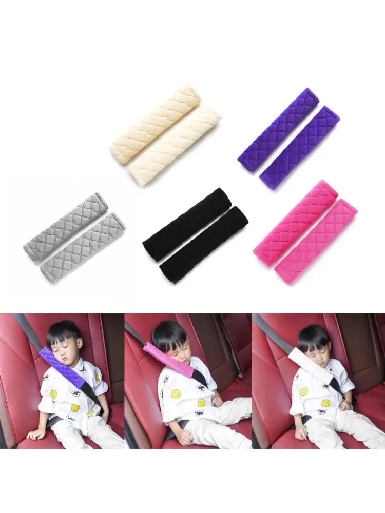 

2pcs/set Car Seatbelt Crystal Plush Cover Seat Belt Shoulder Strap Protective Covers Comfortable Harness Sleeves
