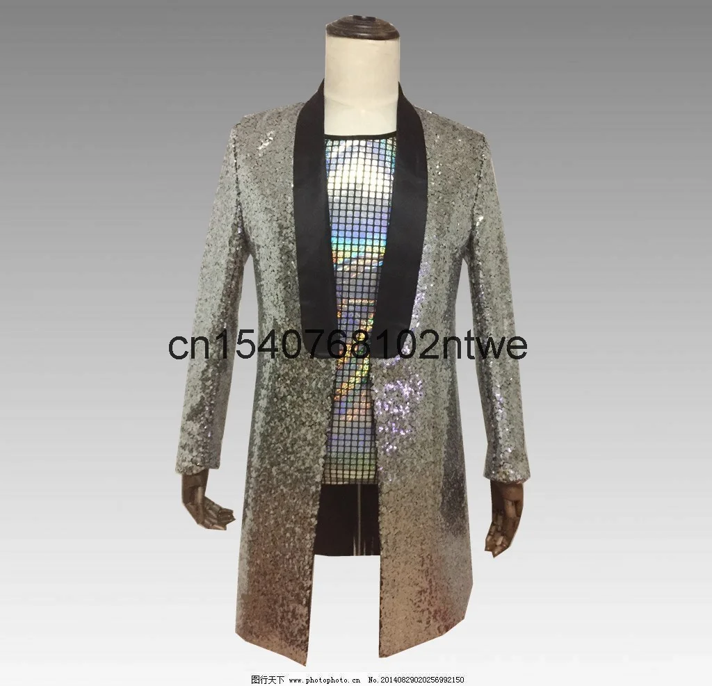 

Костюм певицы средней длины с блестками плотной формы, новинка 2021, мужской индивидуальный повседневный костюм