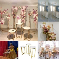 3pcs luxury shiny gold plinth table cake stand dessert fruit crafts holder pillar flower arch shelf for wedding birthday decor