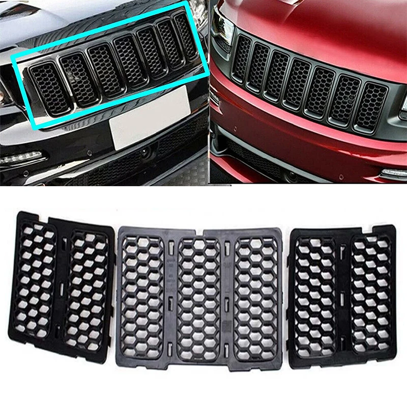 Для Jeep 1 комплект черный ABS пластик сетка Решетка Вставка комплект передняя решетка крышка для Grand Cherokee