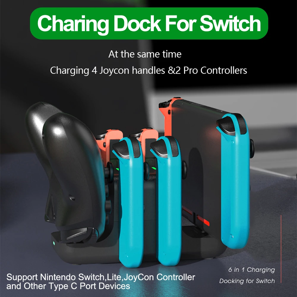 6 in 1 Charger station for Nintendo Swith with 4 Joy-Cons and 2 pro Controllers Charging docking | Электроника