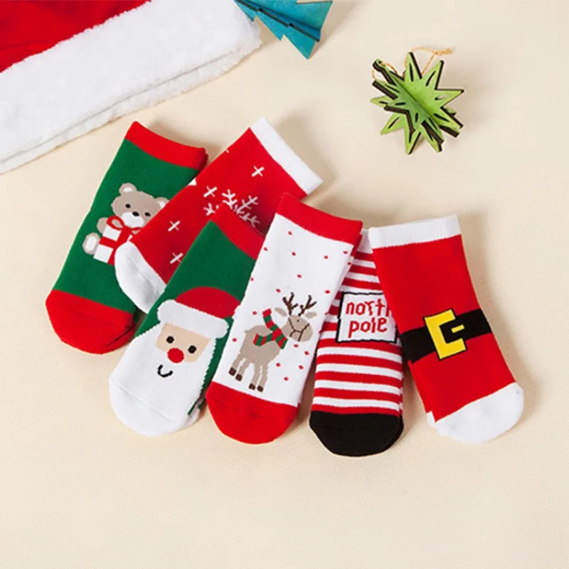 Зимние Детские красивые новогодние носки для маленьких детей хлопковые до