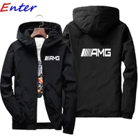 brand mens jacket hooded jacket printed logo amg car casual zipper sweatshirt mens sportswear fashion jacket mens jacket