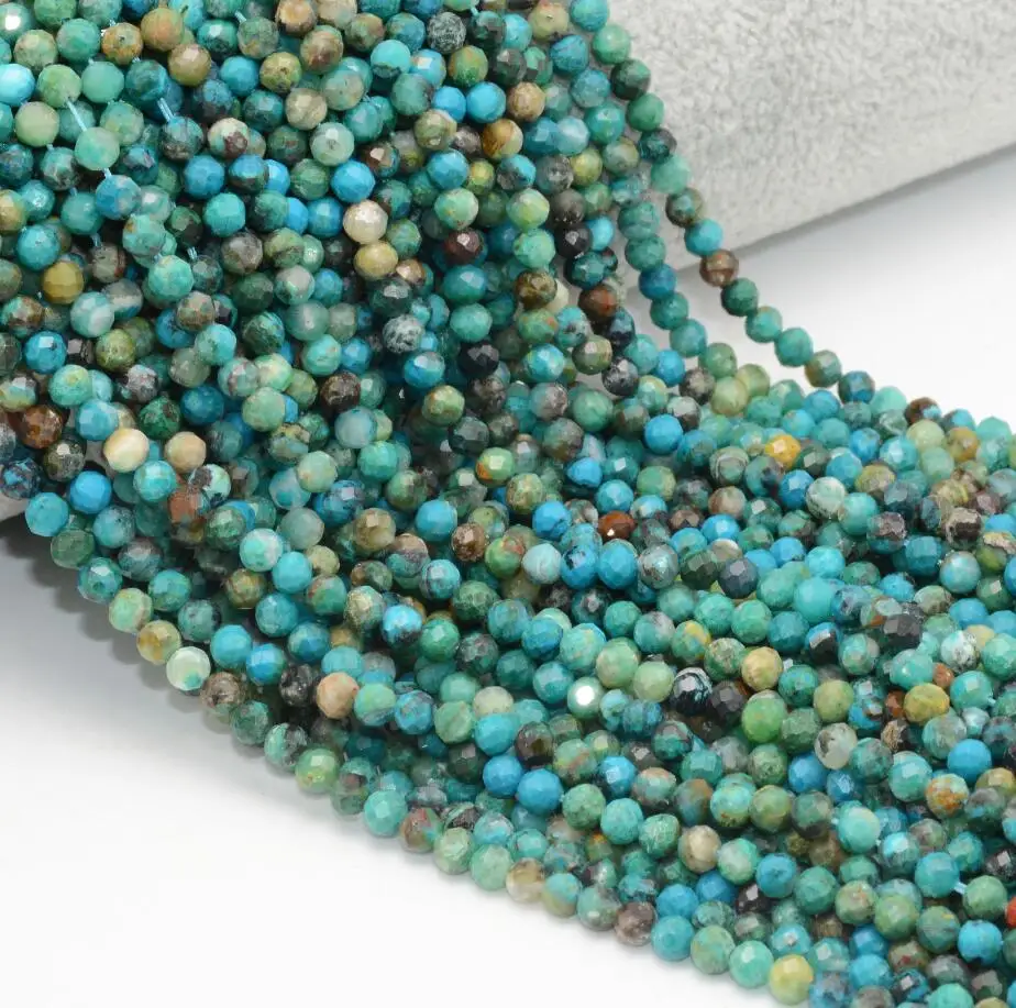 New Chrysocolla Натуральная бирюза Хубэй/хризопраз/Малахит/лазурит граненые круглые бусины 4 мм-4,5 мм - Цвет: New Chrysocolla