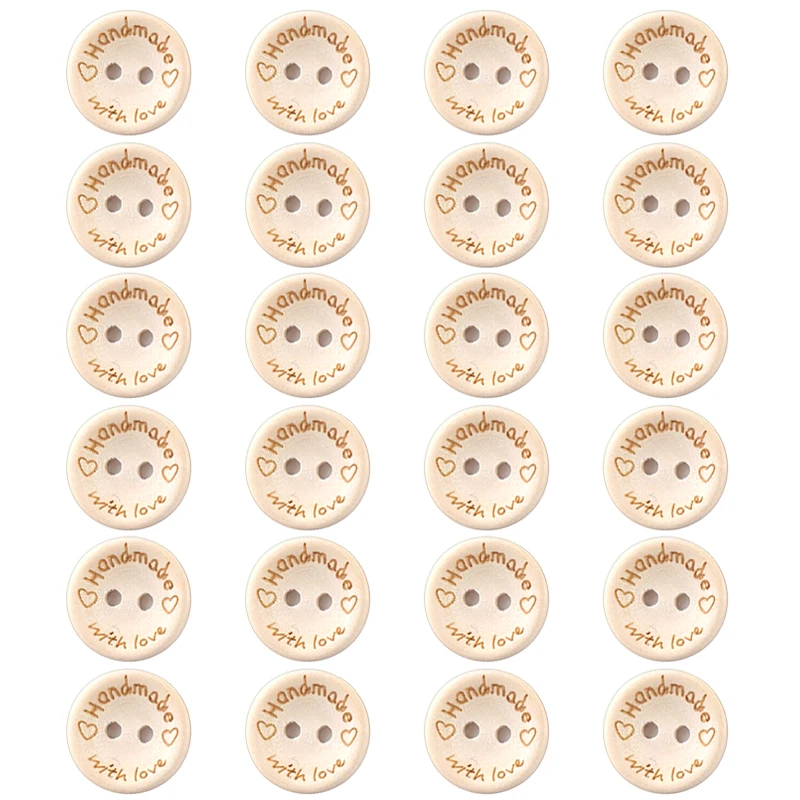 24 шт./лот деревянные пуговицы натурального цвета ручной работы с надписью love для