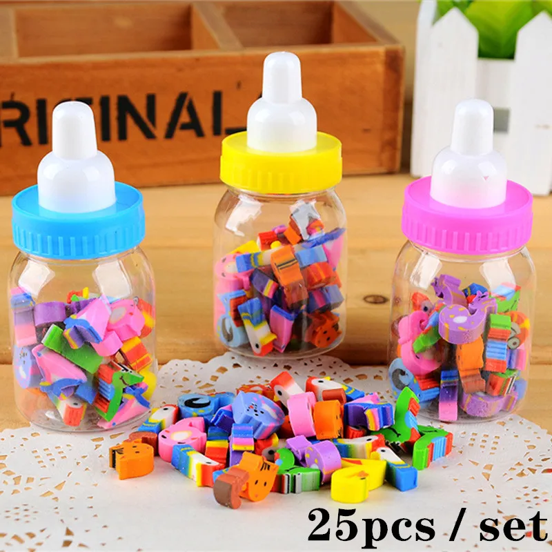 

25pcs / set of milk can eraser digital cartoon rubber bottle for children students lovely stationery gifts for students