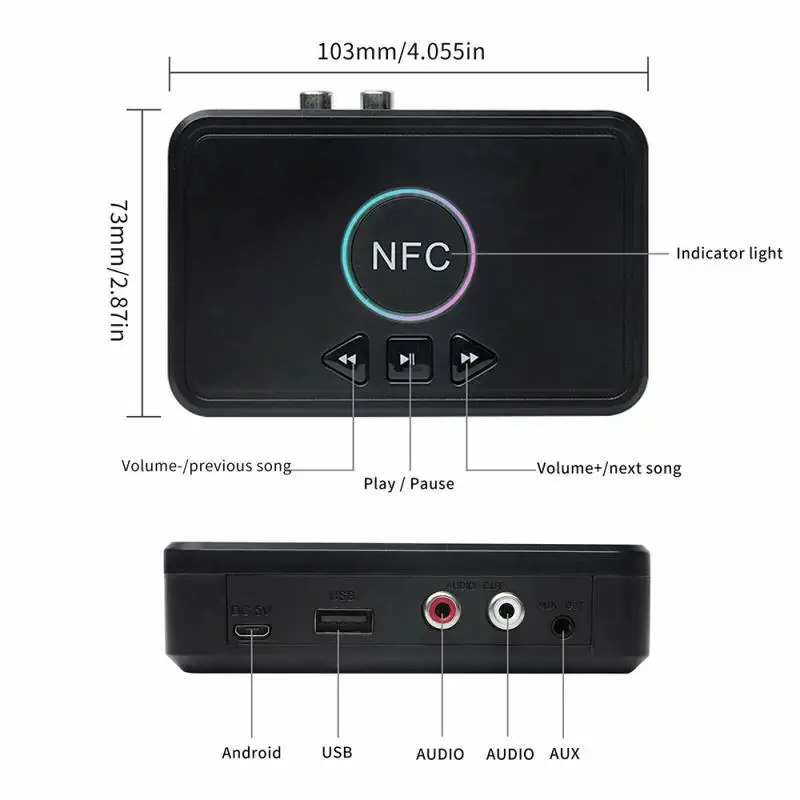 NFC 5 0 Bluetooth-совместимый ресивер A2DP AUX 3 мм RCA разъем USB умное воспроизведение стерео