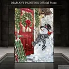 Полноразмерная алмазная живопись 5d, снеговик, ручная работа, подарок сделай сам, искусство стен со снежинками, Рождественское украшение