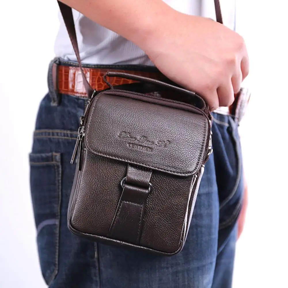 Мужская сумка мессенджер из натуральной кожи через плечо поясная для отдыха тоут