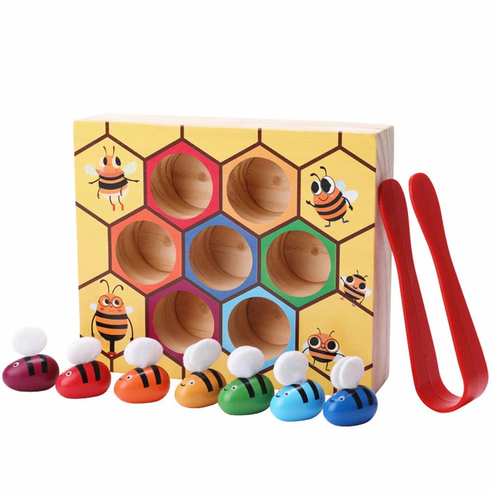 

Обучающая головоломка Монтессори с зажимом для пчелы, координация рук и глаз, улей, настольные игры, Детская забавная игрушка для развития м...