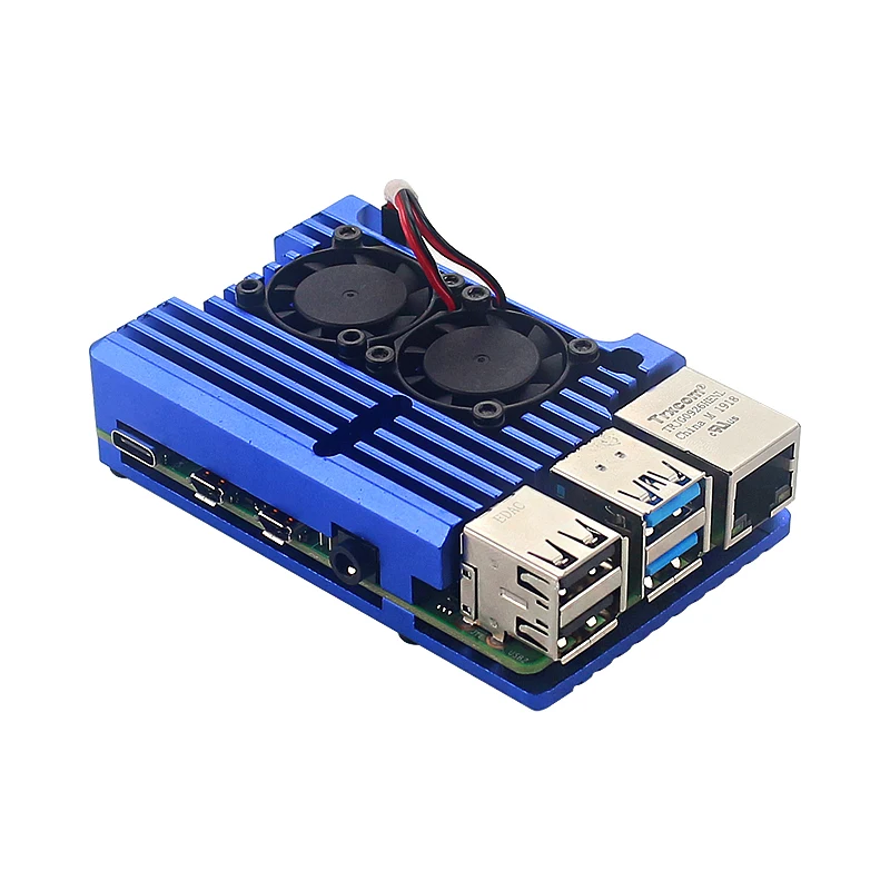 Raspberry Pi 4 Алюминиевый металлический чехол Raspberry Pi 3 Алюминиевый Чехол Коробка с двойным вентилятором теплоотвод для Raspberry Pi 4 3 Модель B 3B Plus