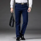 Джинсы мужские прямые с завышенной талией, длинные брюки из денима, Стрейчевые классические деловые, для мужчин среднего возраста, весна-осень