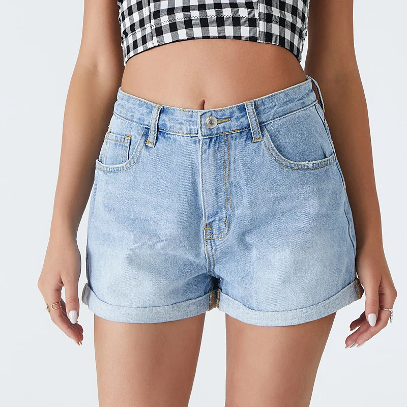 

2021 Women's Shorts Summer Versatile High Waist Denim Short Female Streetwear Jeans Fashionable And Casual Pants