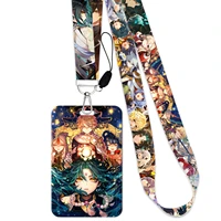 anime lanyard genshin impact neck strap rope for mobile cell phone id card badge holder with keychain keyring gift