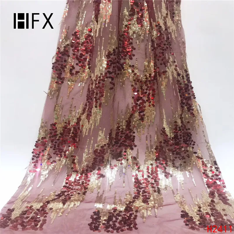 HFX 2019 Нигерия новейший дизайн блесток кружевная ткань Высокое качество