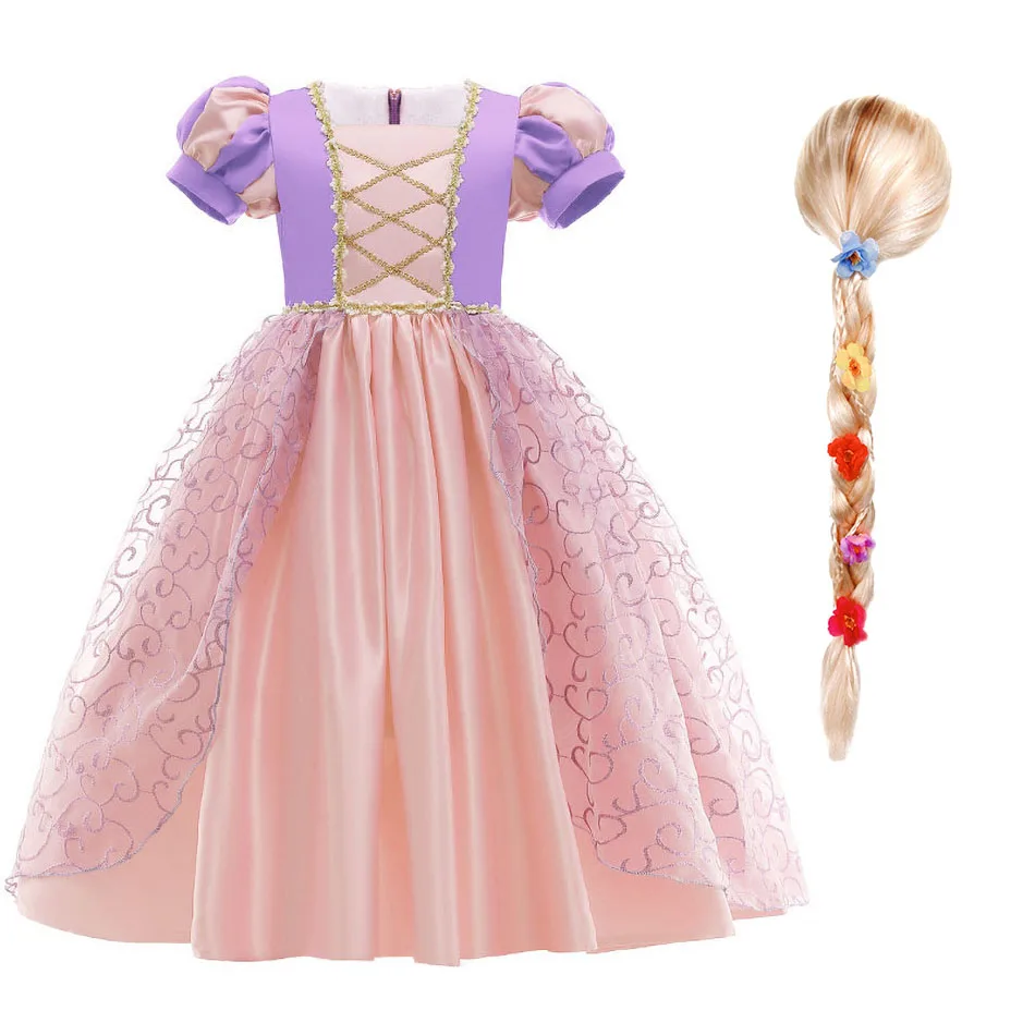 

Детский костюм принцессы для девочек, Рапунцель, на Хэллоуин, день рождения, бальное платье, нарядное платье для девочек-подростков