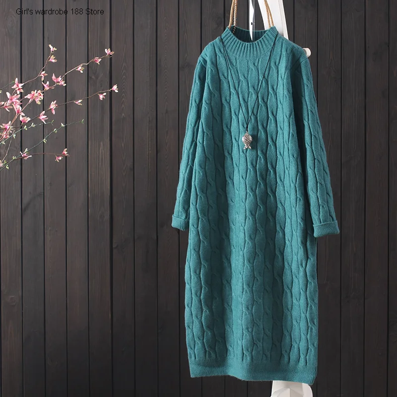 

for autumn and winter new mid long length solid color loose casual long sleeve knitwear women's wear all kinds of