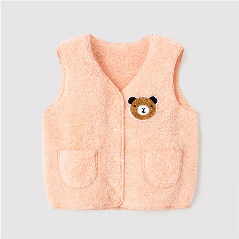 Winter Children Fake Fur Vest Baby Girls Bear Waistcoat Kids Cotton Flannel Jacket Toddler Boys Warm Clothes sleeveless Outwear | Мать и