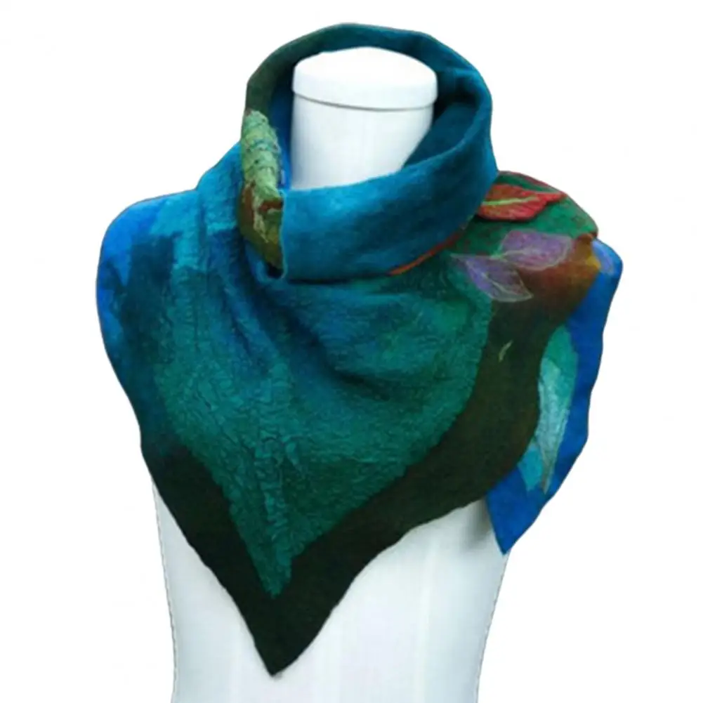 

Women Retro Leaf Print Soft Warm Irregular Scarf Shawl Autumn Winter Neck Wrap