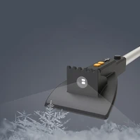 car multifunctional extendable snow removal shovel ice scraper with led lights auto rotatable eva snow brush cleaning tool parts