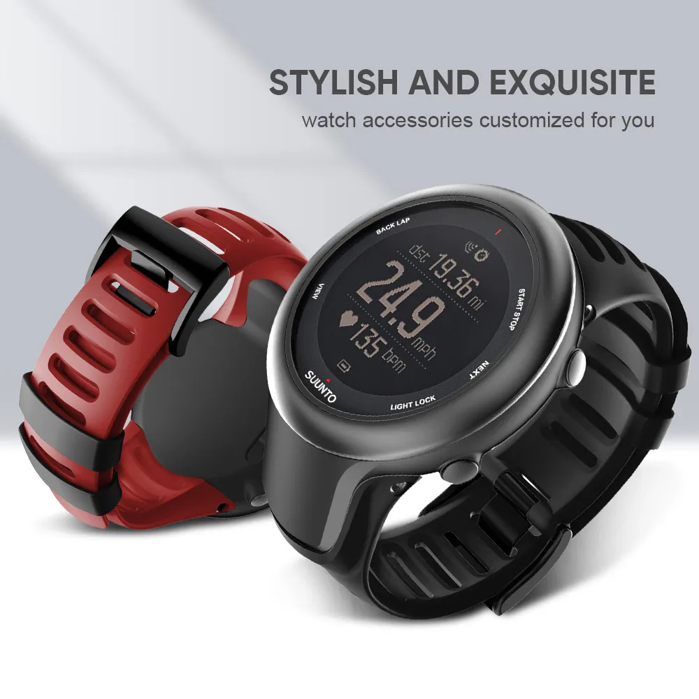 Силиконовые сменные браслеты ремешок для часов SUUNTO Ambit 3 TPU черный браслет с