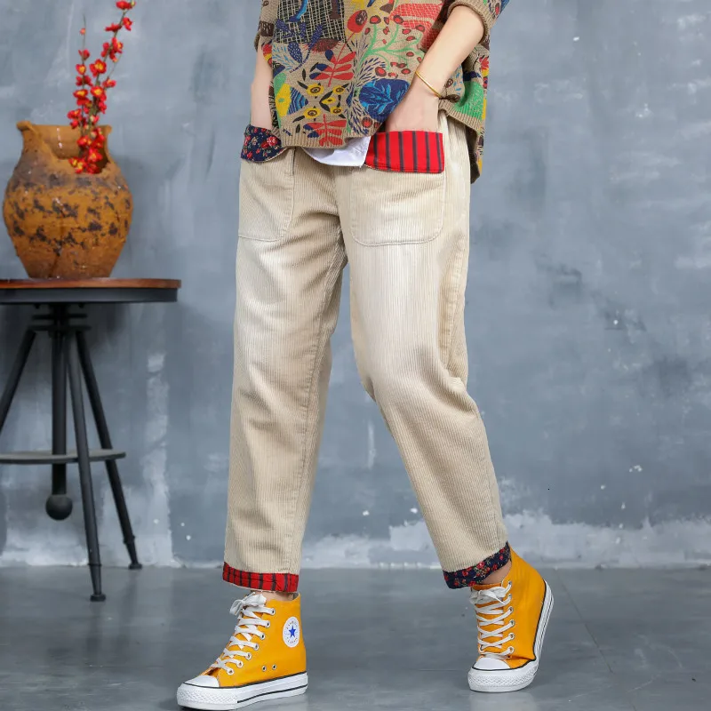 

Max LuLu 2019 Korean Fashion Autumn Women Corduroy Vintage Trousers Ladies Patchwork Harem Pants Elastic Casual Loose Streetwear
