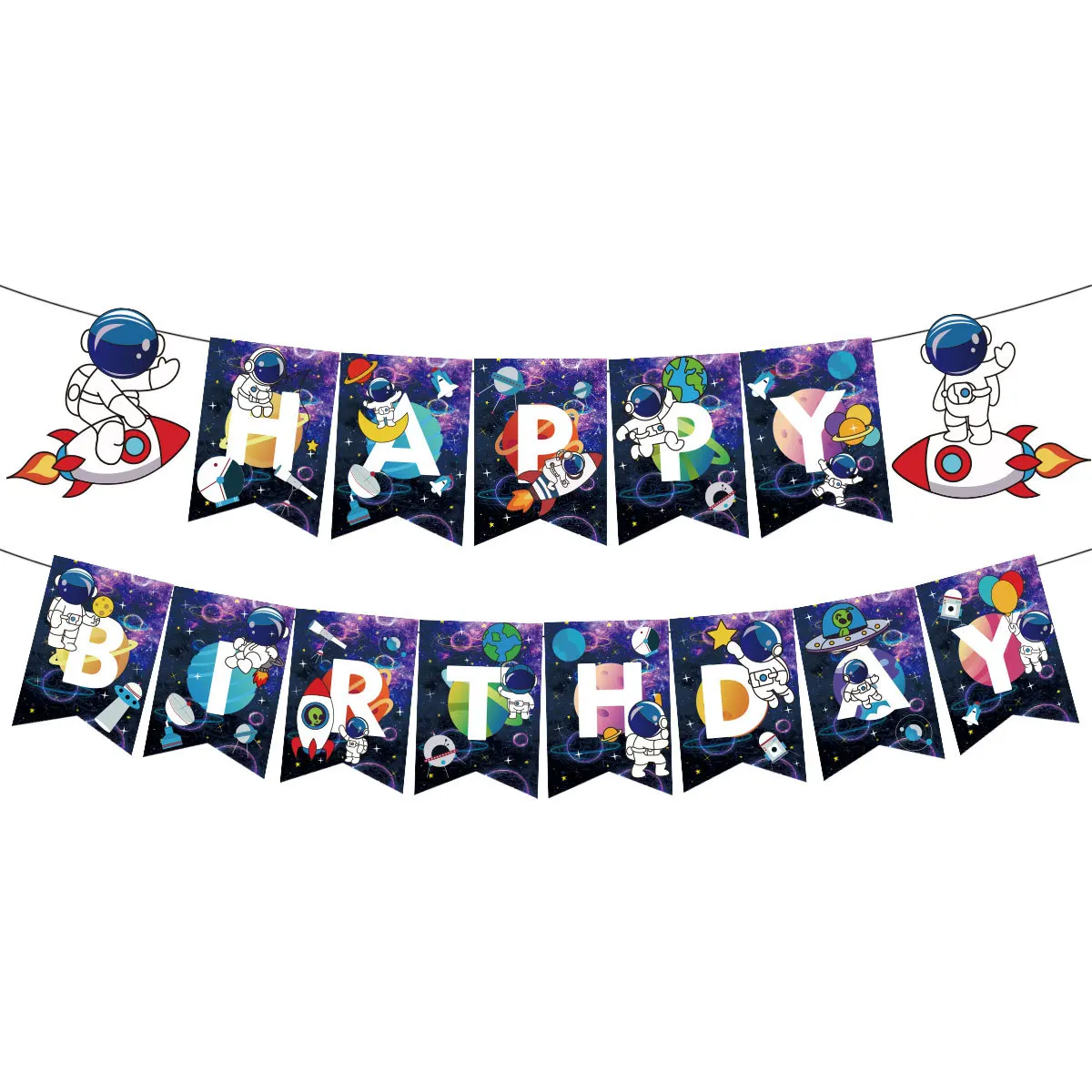 Globos de aluminio de l&aacute;tex para ni&ntilde;os, decoraci&oacute;n de fiesta de cumplea&ntilde;os, vajilla desechable, tema de cohete y galaxia, astronauta del espacio exterior del universo-2