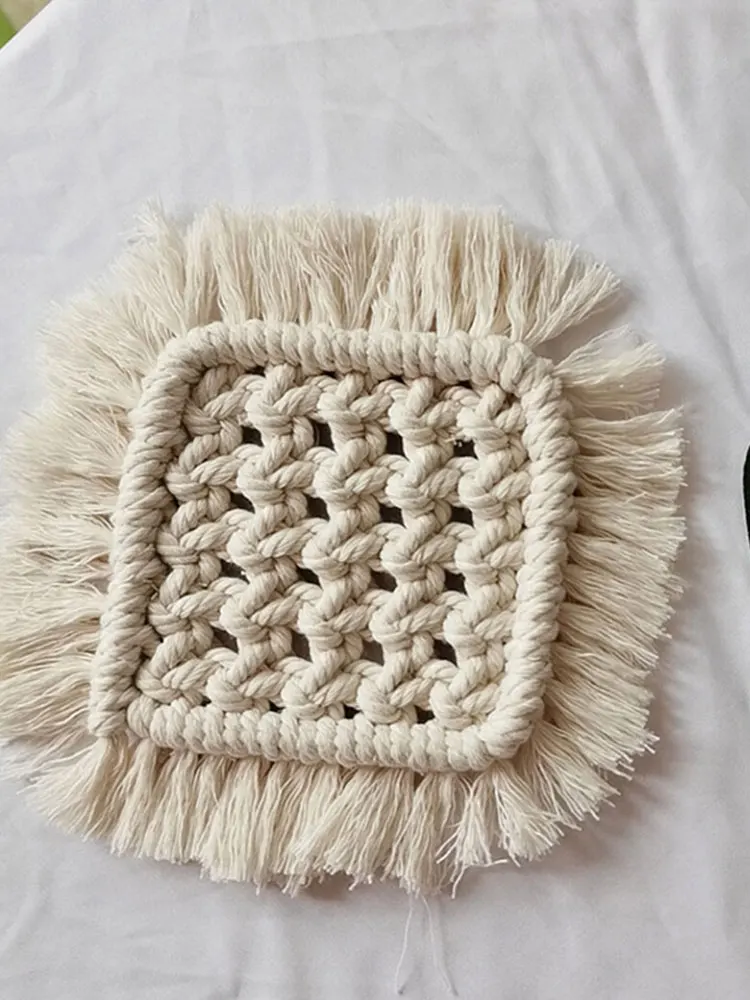 Плетеная подставка богемная скатерть маленькая ручной работы DIY настольное