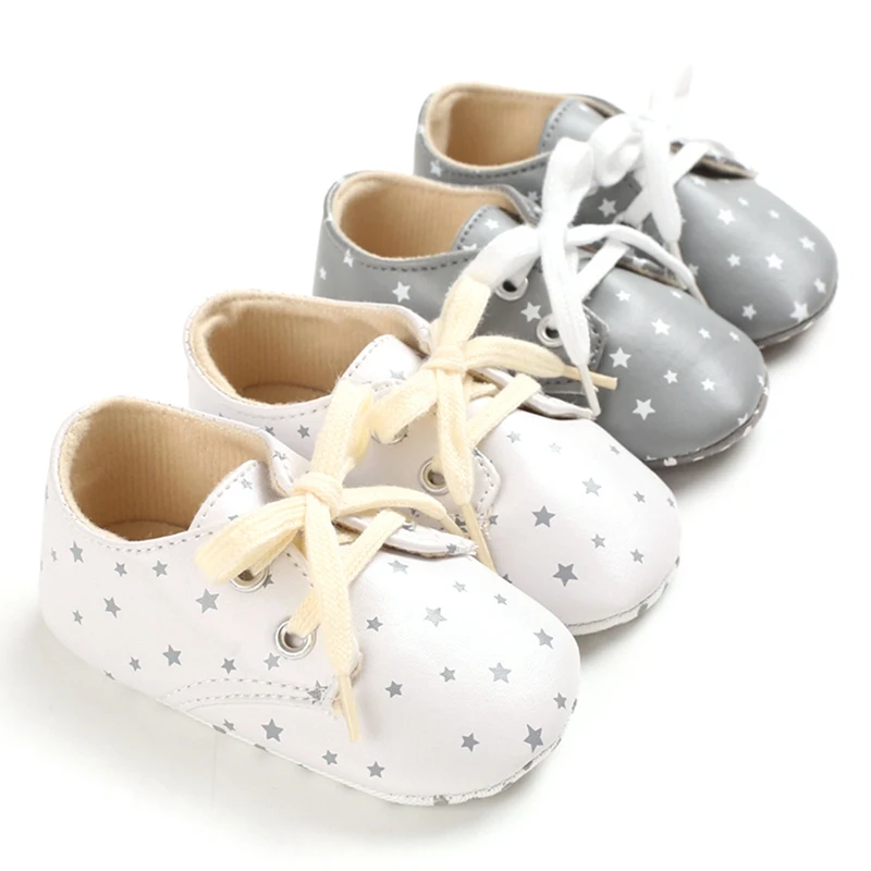

2020 Newborn Baby Shoes Crib Shoes Print Small Stars with Anti-Slip Shoes Toddler Soft Bottom First Walkers Shoes
