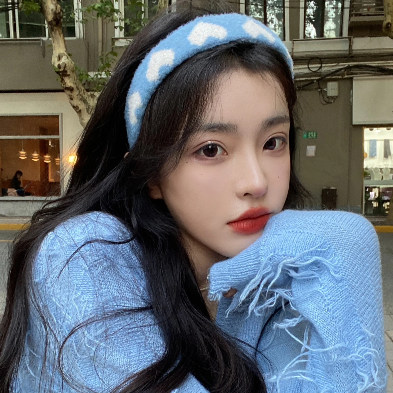 Обруч для волос из искусственного кашемира с декором в виде сердца симпатичная