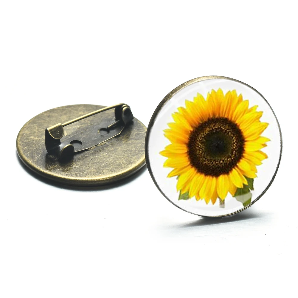 Rainbow Seven Color Flowers Brooch Hope Symbol Sunflower Art Bronze Plated Brooches Women Lucky Dress Handbag Accessories | Украшения и