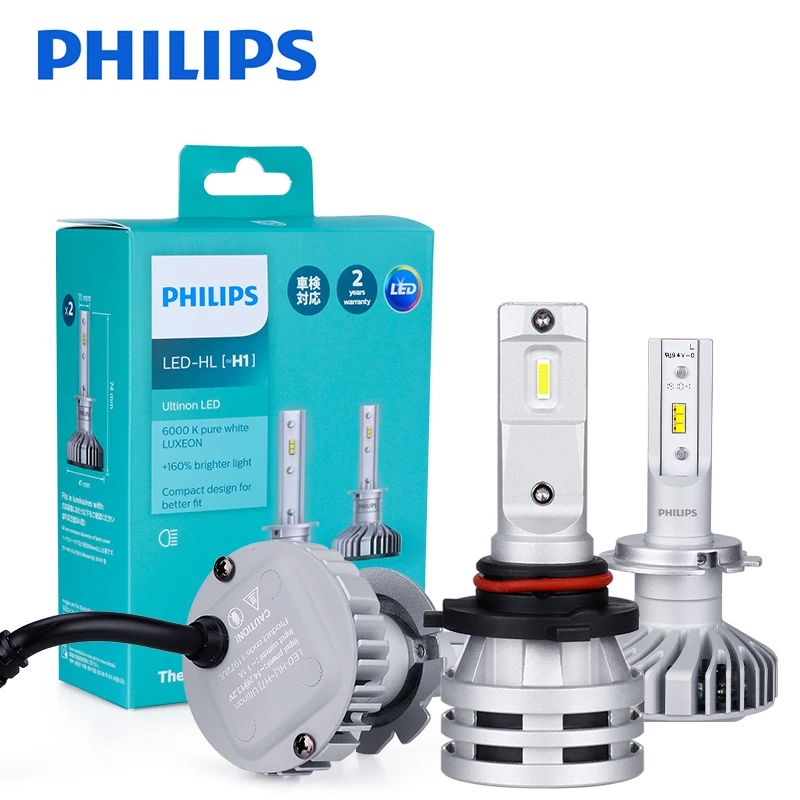 2 шт Philips Ultinon Эфирное G2 светодиодный H11 H8 9005 9006 9012 H4 H7 HB3 HB4 H1R2 автомобиля турбо 6000 К