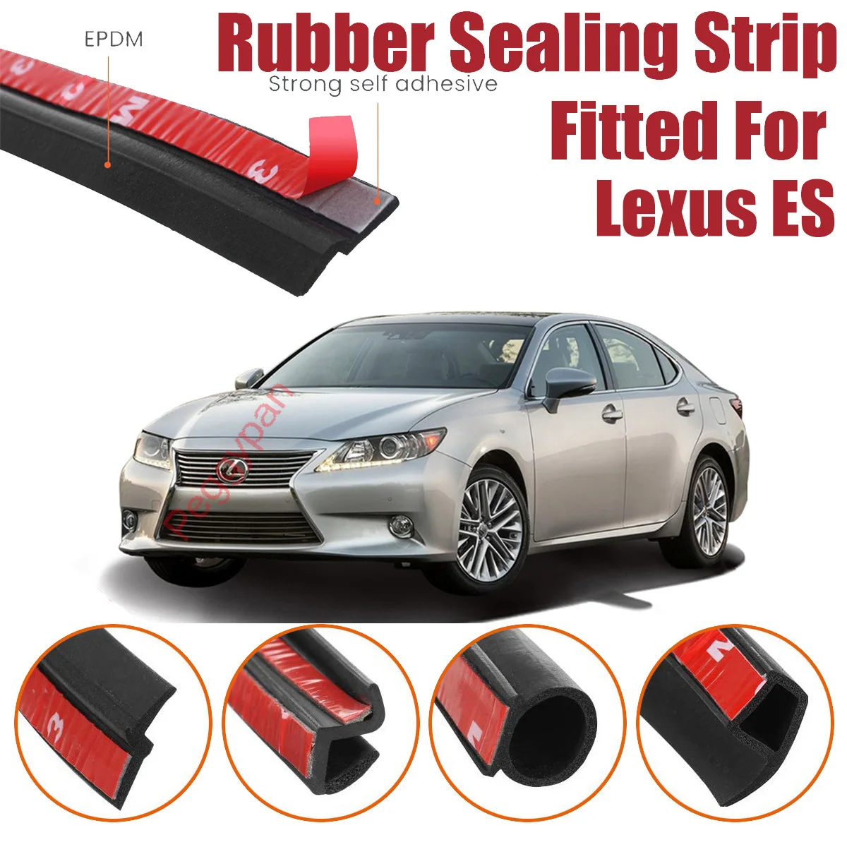 Door Seal Strip Kit Self Adhesive Window Engine Cover Soundproof Rubber Weather Draft Wind Noise Reduction For Lexus ES