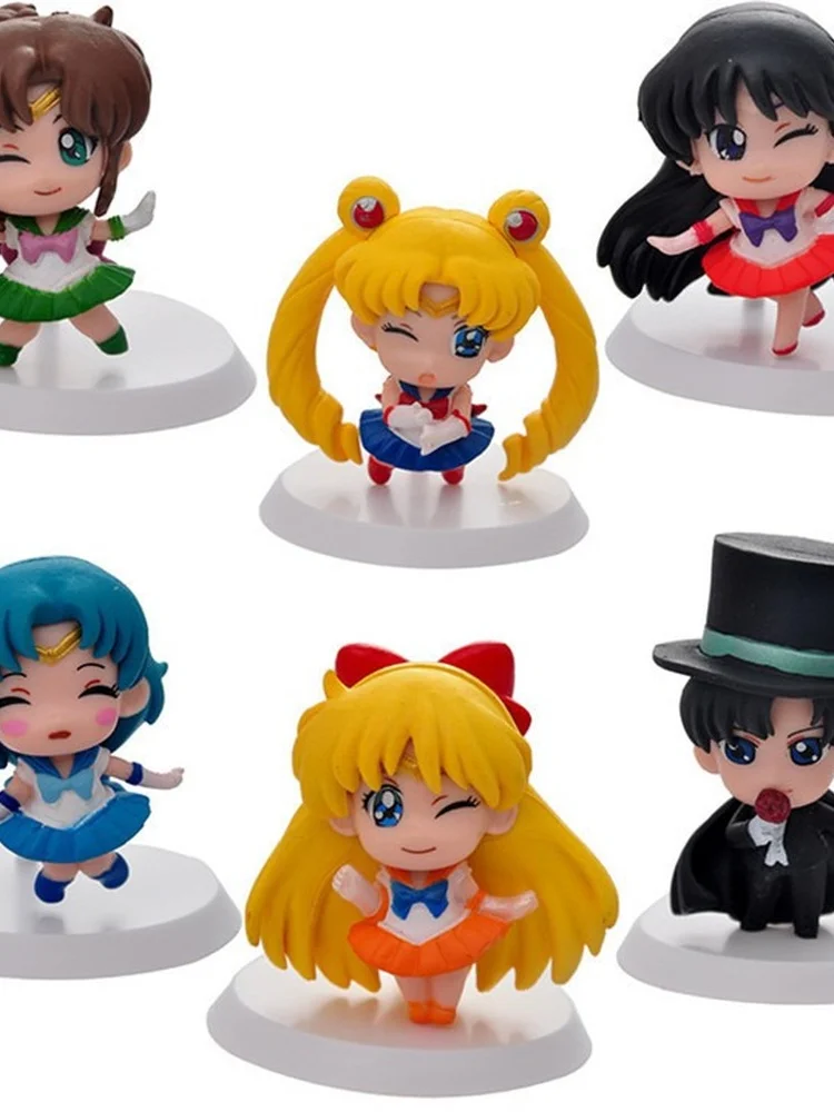 

Sailor Moon close eye Mars Jupiter Mercury Q Version PVC Action Figure Model Toys Dolls 6pcs/set